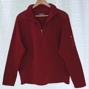 Eddie Bauer Men's Quarter Zip Commando Sweater Burgundy Size L